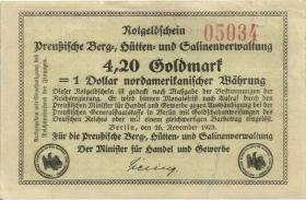 Preußen 4,20 Goldmark = 1 Dollar 1923 (2) 
