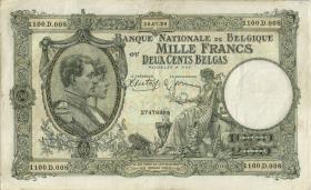 Belgien / Belgium P.104 1000 Francs = 200 Belgas 28.7.1939 (3) 