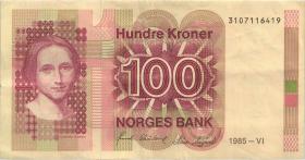 Norwegen / Norway P.43c 100 Kronen 1985 (3+) 
