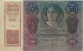 Österreich / Austria P.015 50 Kronen 1914 (1/1-) "9" mit Stempel 