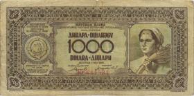 Jugoslawien / Yugoslavia P.067b 1000 Dinara 1946 (3-) 
