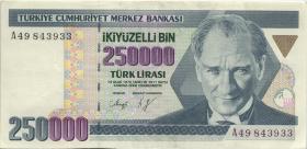 Türkei / Turkey P.207 250.000 Lira 1970 (1992) (3) 