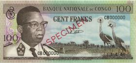 Kongo / Congo P.006s 100 Francs 1.8.1964 Specimen (1/1-) 