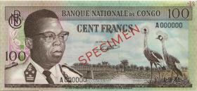 Kongo / Congo P.006s 100 Francs 1.9.1961 Specimen (1/1-) 