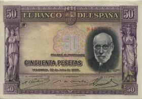 Spanien / Spain P.088 50 Pesetas 1935 (3+) 