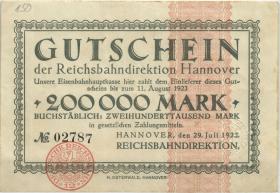 PS1252 Reichsbahn Hannover 200.000 Mark 1923 (2) 