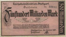 PS1378a Reichsbahn Stuttgart 500 Milliarden Mark 1923 (2) Reihe 1 