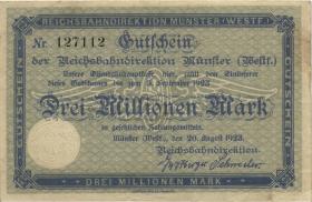 PS1323B Reichsbahn Münster 3 Millionen Mark 1923 (3+) 