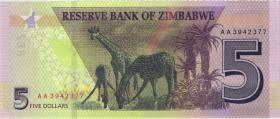 Zimbabwe P.102 5 Dollars 2019 (1) 
