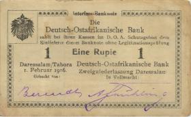 R.928t: Deutsch-Ostafrika 1 Rupie 1916 Z2 Wasserzeichen Herzstück (1-) "NORMA" 