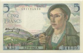 Frankreich / France P.098a 5 Francs 5.8.1943 (1) 