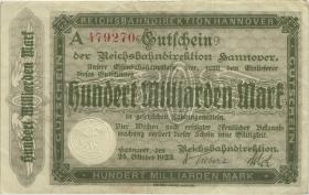 PS1258 Reichsbahn Hannover 100 Milliarden Mark 1923 A (3) 