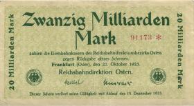 PS1232c Reichsbahn Frankfurt/Oder 20 Milliarden Mark 1923 (3+) 