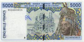 West-Afr.Staaten/West African States P.213Bd 5.000 Francs 1995 (1) 