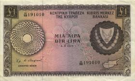 Zypern / Cyprus P.43b 1 Pound 1973 (3) 