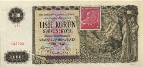 Tschechoslowakei / Czechoslovakia P.56s 1000 Kronen (1945) Specimen (2) 