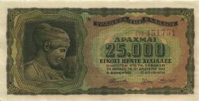 Griechenland / Greece P.123b 25.000 Drachmen 1943 (1/1-) 