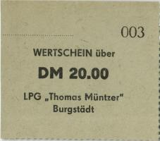 L.016 LPG Burgstädt "Thomas Müntzer" Viererblock 20 DM (1) 