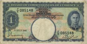 Malaya P.11 1 Dollar 1941 (3) 