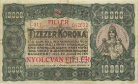 Ungarn / Hungary P.083b 80 Filler auf 10.000 Kronen 1923 (1925) (3) C311 