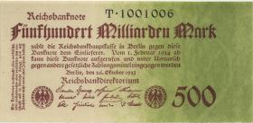 R.124a: 500 Milliarden Mark 1923 Reichsdruck (1) Serie T 