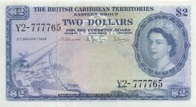 British Caribbean Territories P.08c 2 Dollars 1964 (2) 