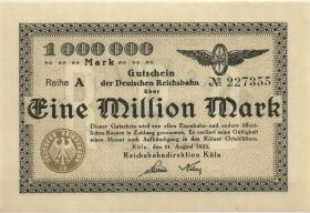 PS1281 Reichsbahn Köln 1 Million Mark 1923 (1/1-) 