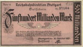 PS1378b Reichsbahn Stuttgart 500 Milliarden Mark 1923 (3) Reihe 2 