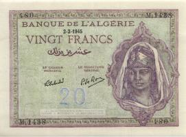 Algerien / Algeria P.092b 20 Francs 2.2.1945 (1) 