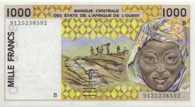West-Afr.Staaten/West African States P.211Ba 1.000 Francs 1991 (1) 