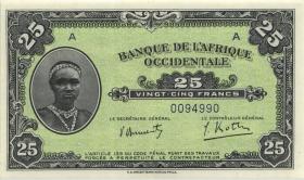 Franz. Westafrika / French West Africa P.30a 25 Francs 1942 (2) 