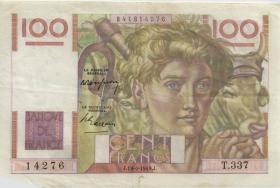 Frankreich / France P.128b 100 Francs 19.5.1949 (3+) 