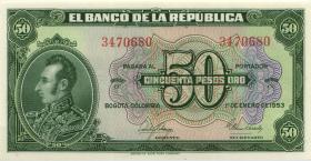 Kolumbien / Colombia P.393d 50 Pesos Oro 1953 (1) 