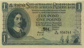 Südafrika / South Africa P.093e 1 Pound 4.2.1958 (Africaans) (2) 