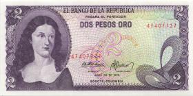 Kolumbien / Colombia P.413b 2 Pesos Oro 22.12.1976 (1) 