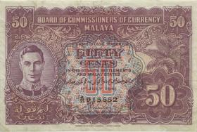 Malaya P.10b 50 Cents 1941 (3) 