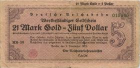 RVM-32 Reichsbahn Berlin 21 Mark Gold  = 5 Dollar 7.11.1923 (4) 