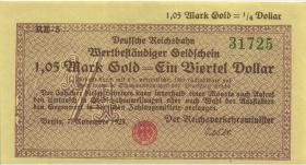 RVM-27a Reichsbahn Berlin 1,05 Mark Gold = 1/4 Dollar RE 1923 (1-) 