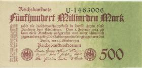 R.124a: 500 Milliarden Mark 1923 Reichsdruck (1) Serie U 
