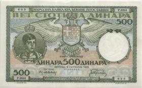 Jugoslawien / Yugoslavia P.032 500 Dinara 1935 (1/1-) 