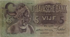 Ndl. Indien / Netherlands Indies P.078a 5 Gulden 1934 (3) 