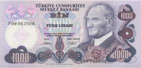 Türkei / Turkey P.191 1000 Lira 1970 (1) U.3 Serie F 