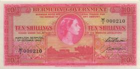 Bermuda P.19c 10 Shillings 1966 W/1 (1) low number 