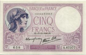Frankreich / France P.083 5 Francs 12.12.1940 (1) 
