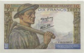 Frankreich / France P.099e 10 Francs 25.3.1943 (1) 