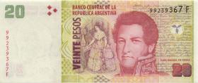 Argentinien / Argentina P.355c 20 Pesos (2013) Serie F (2) 