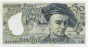 Frankreich / France P.152d 50 Francs 1989 (2) 