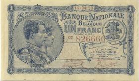 Belgien / Belgium P.092 1 Franc 14.4.1920 (1/1-) 