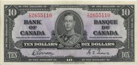 Canada P.061b 10 Dollars 1937 (1-) 