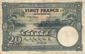 Belgisch-Kongo / Belgian Congo P.15G 20 Francs 18.5.1949 (3) 
